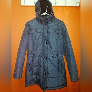Keren Heart Winter Coat Navy Blue Medium